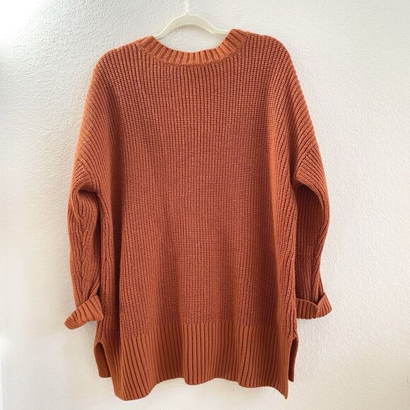 Westbound Womens 2X Long Sleeve Burnt Orange Ribbed V Neck Knit Sweater - Picture 9 of 9
